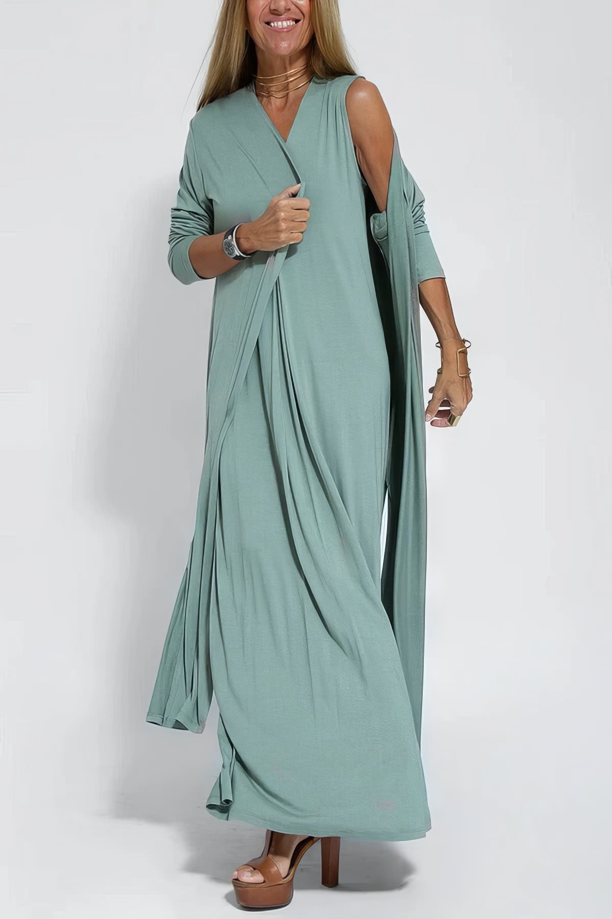 Ava™ | Elegant Long Dress + Free Gold Bracelet