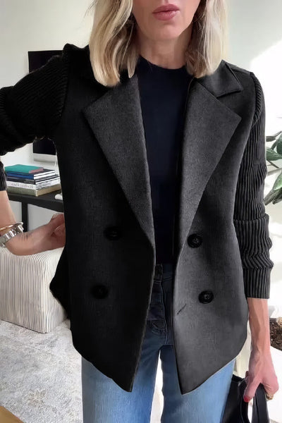 CLAIRE | Long Cardigan with Patchwork Sleeves