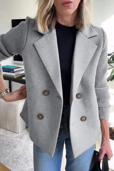 CLAIRE | Long Cardigan with Patchwork Sleeves