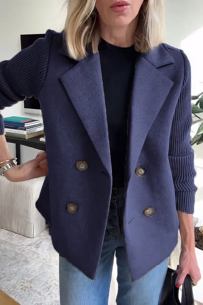 CLAIRE | Long Cardigan with Patchwork Sleeves